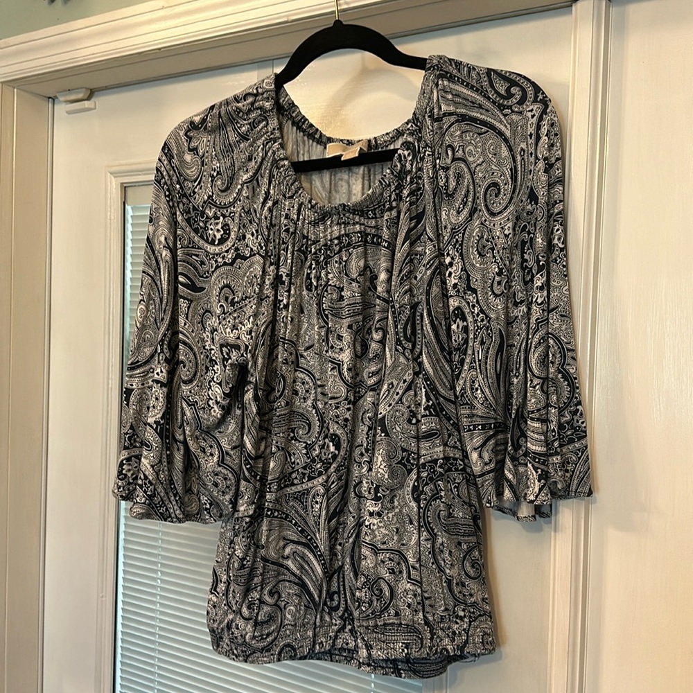 Michael Kors Navy blue and white paisley blouse